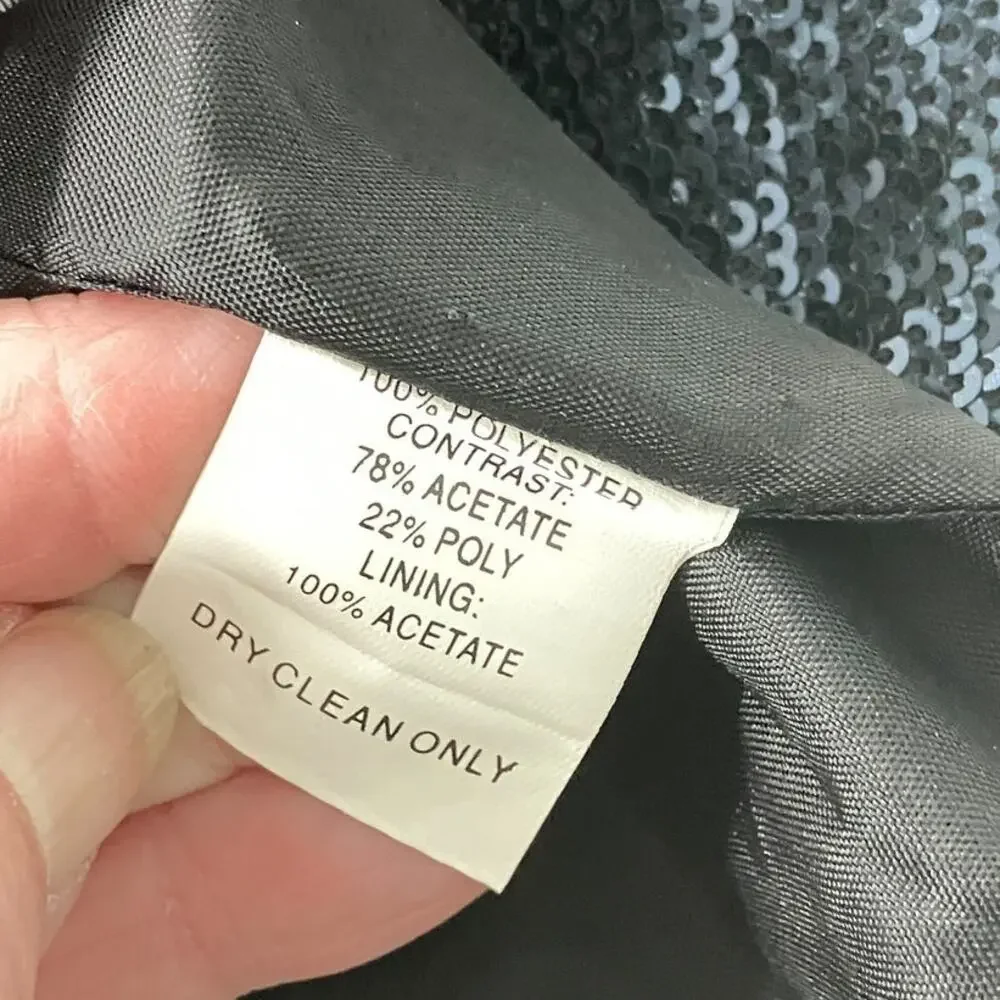Trina Turk Sequin Skirt 6 Mini Side Zip Dressy Cocktail Goth Preppy Short Blue